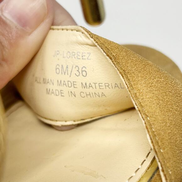 Jessica Simpson 6 Tan Loreez Lace Up Chunky Block Heels Open Toe Faux Suede - Picture 12 of 12